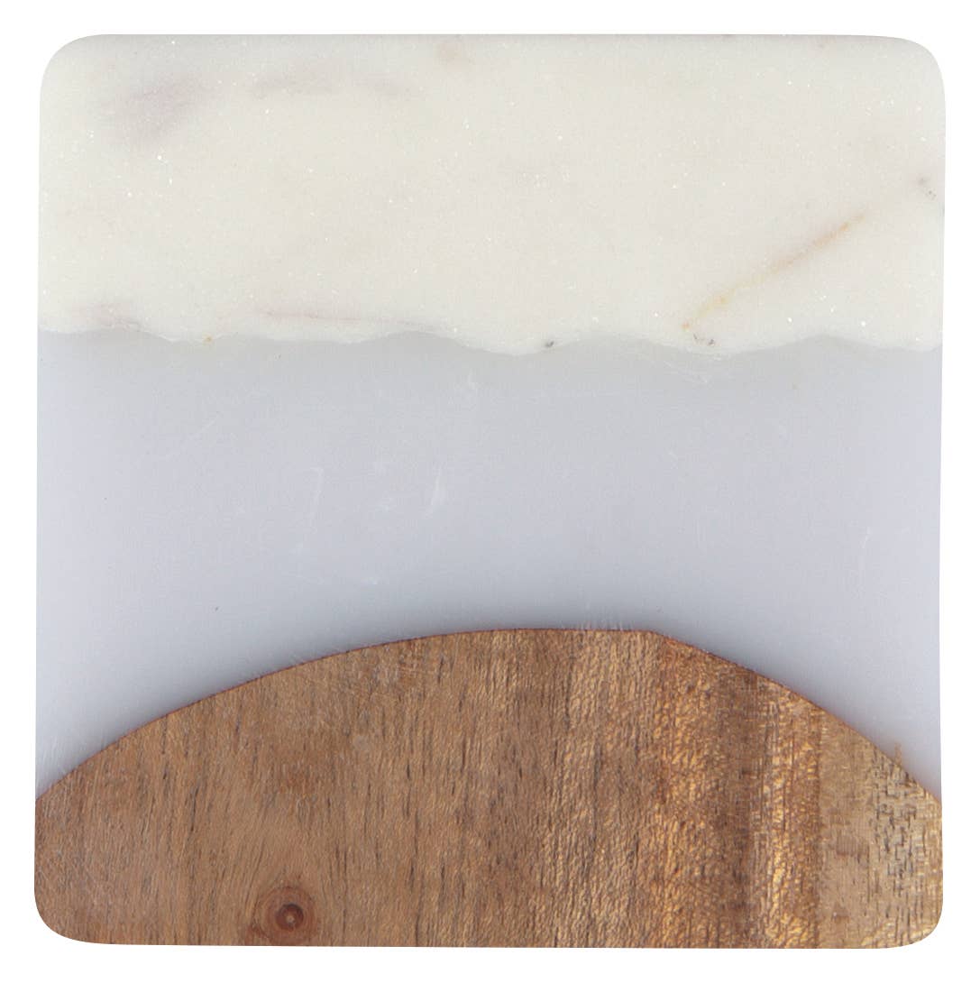 Skyline Ice Marble and Wood Coasters Set of 4