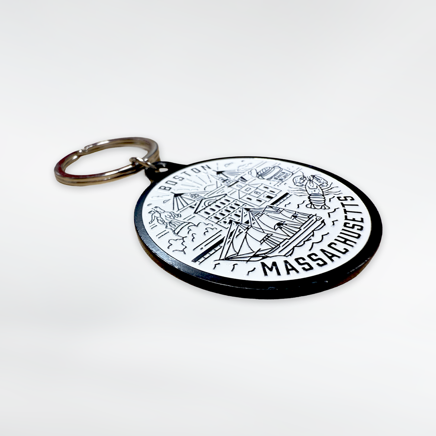 Boston Round Line Art Souvenir Keychain