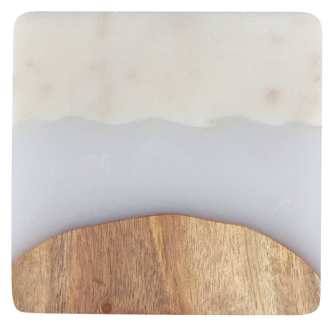 Skyline Ice Marble and Wood Coasters Set of 4