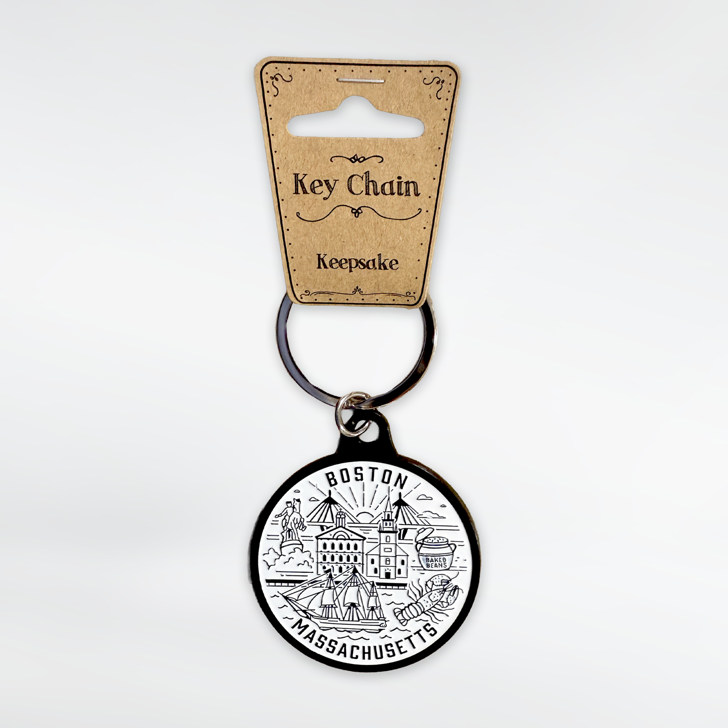 Boston Round Line Art Souvenir Keychain
