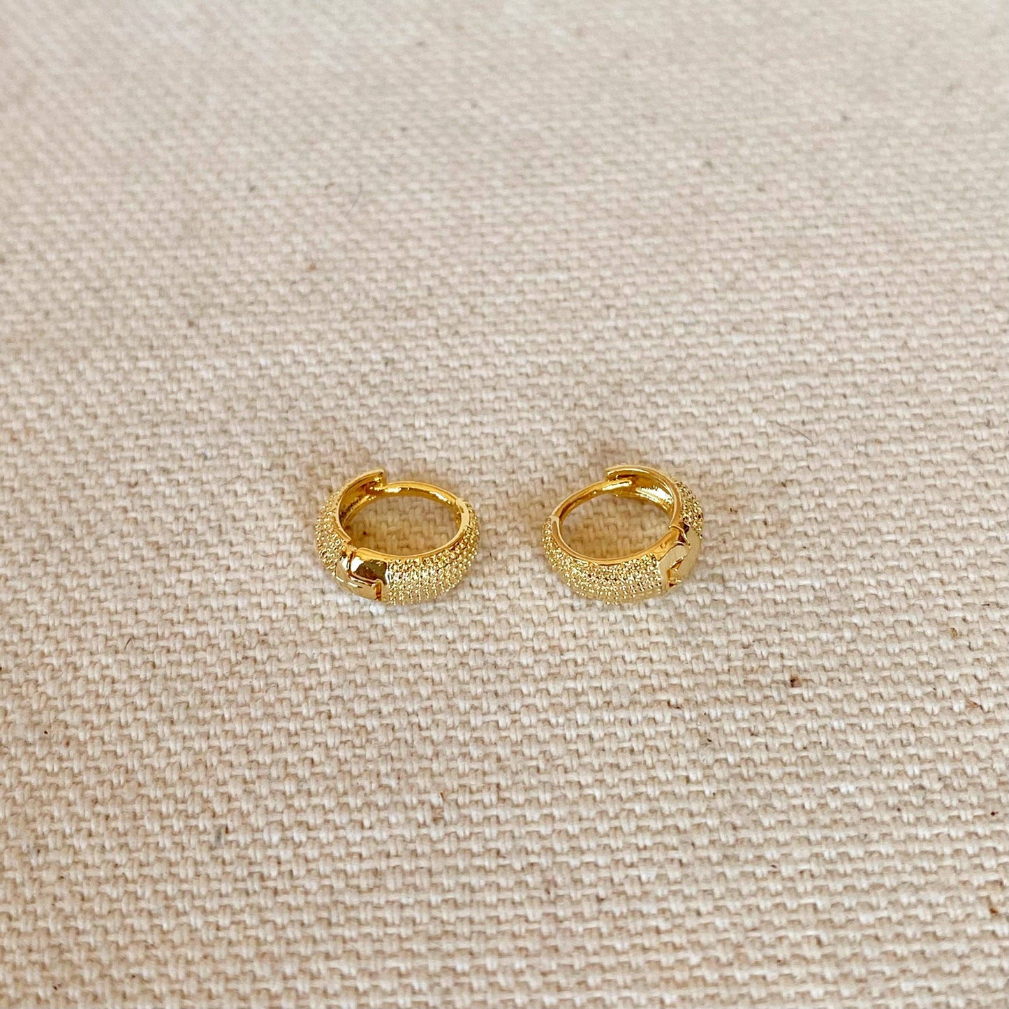 Gold Filled Tiny Textured Clicker Hoop Earrings