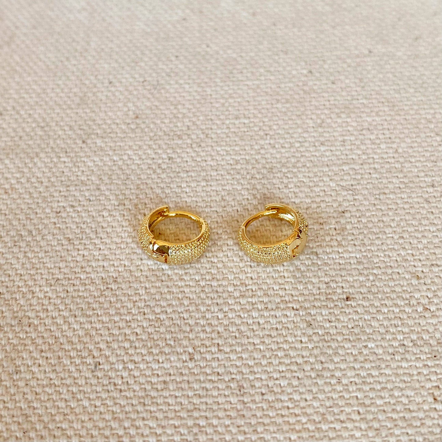 Gold Filled Tiny Textured Clicker Hoop Earrings