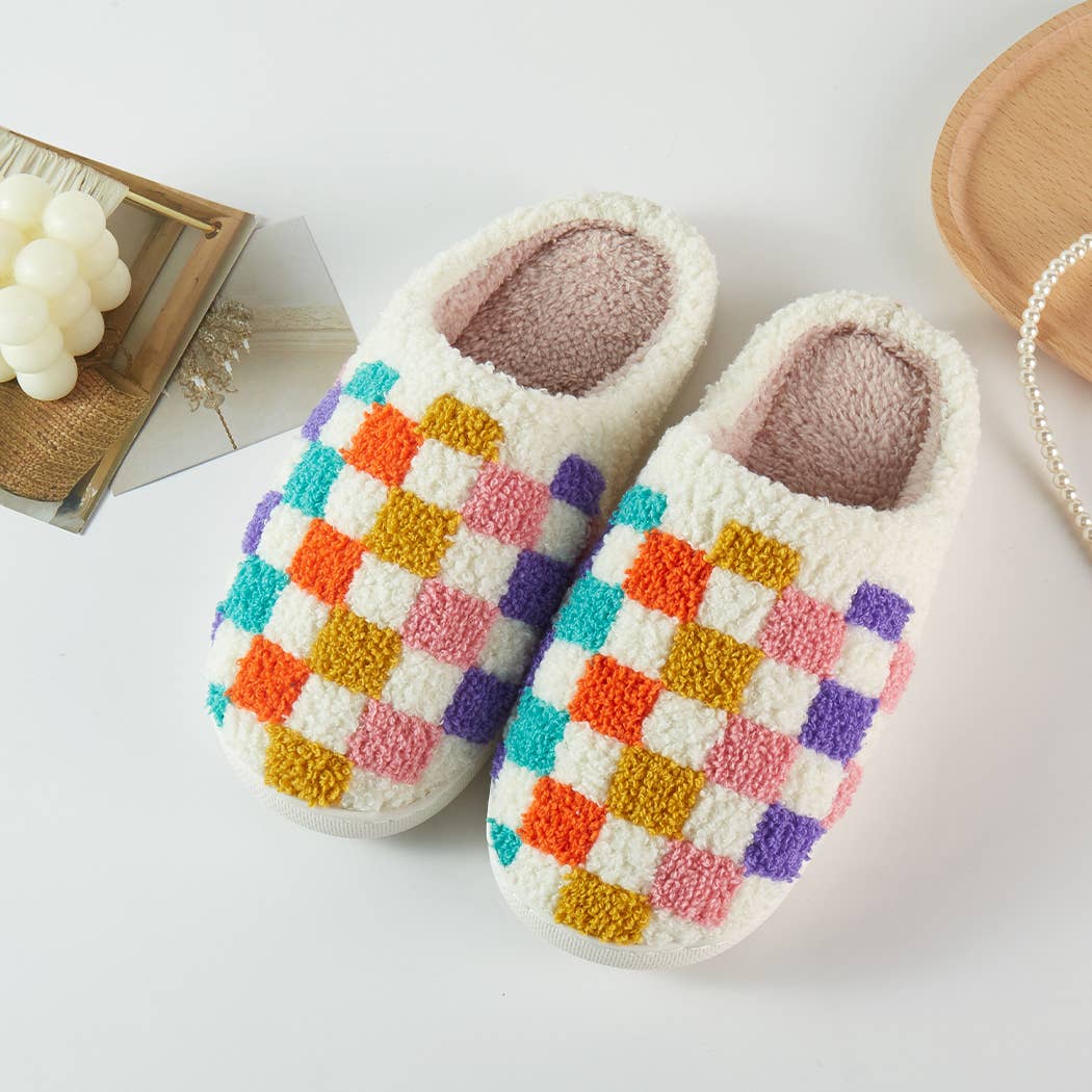 Rainbow Checkered Slippers