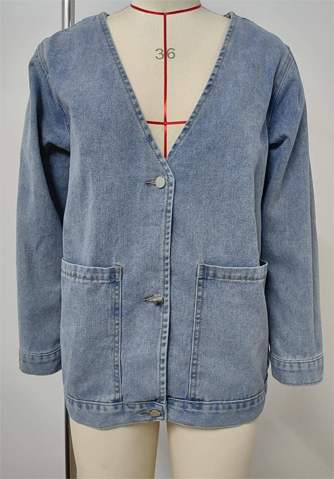 V Neck Denim Jacket