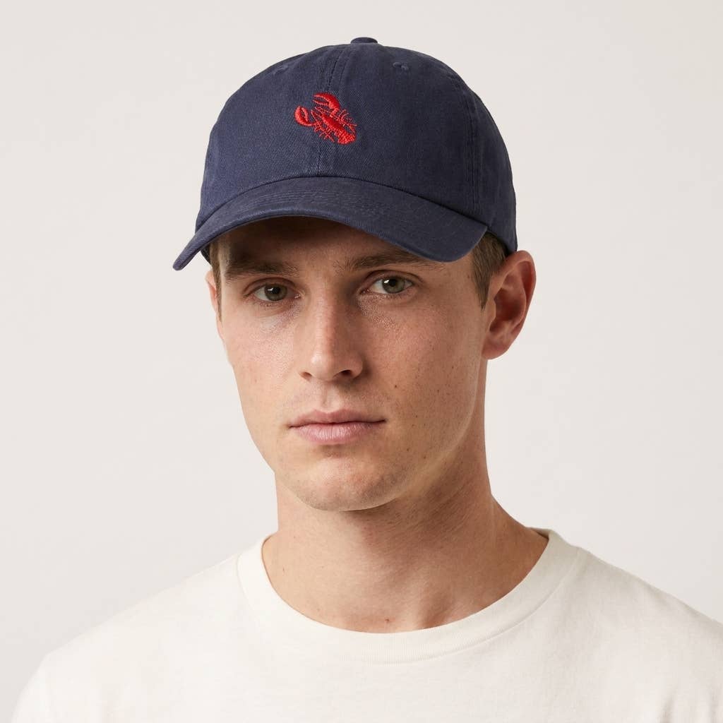 Boston Simple Lobster Embroidered Navy Baseball Cap