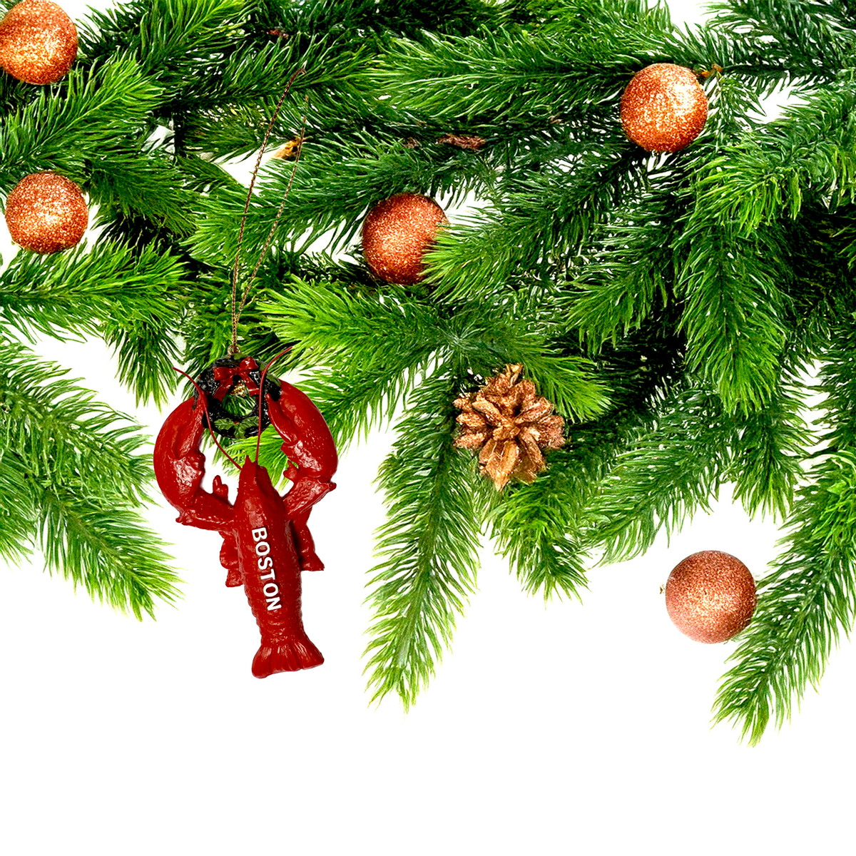 Boston Lobster and Wreath Holiday Ornament