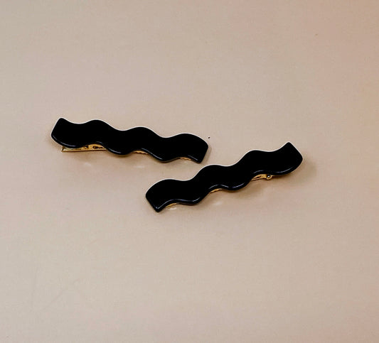 Wavy Barrette in Black (Set of 2)