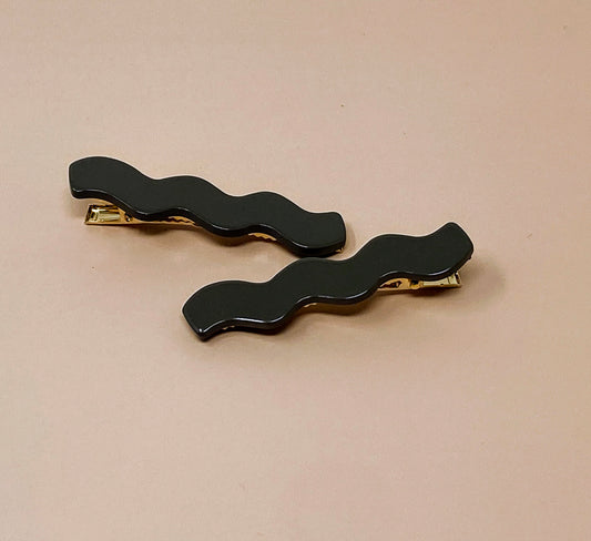 Wavy Barrette in Taupe (Set of 2)