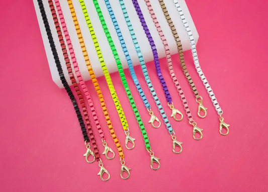 Gold Filled Enamel Box Chain Bracelets (Assorted Colors)