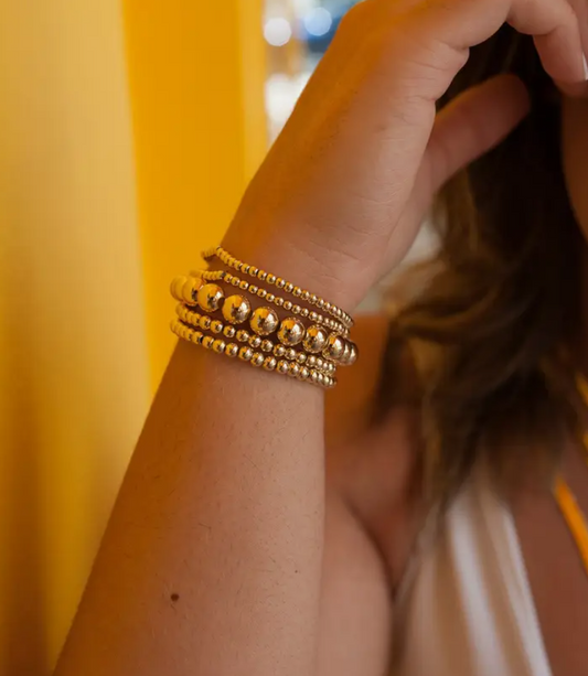 Gold Filled Stretchy Beaded Bracelet