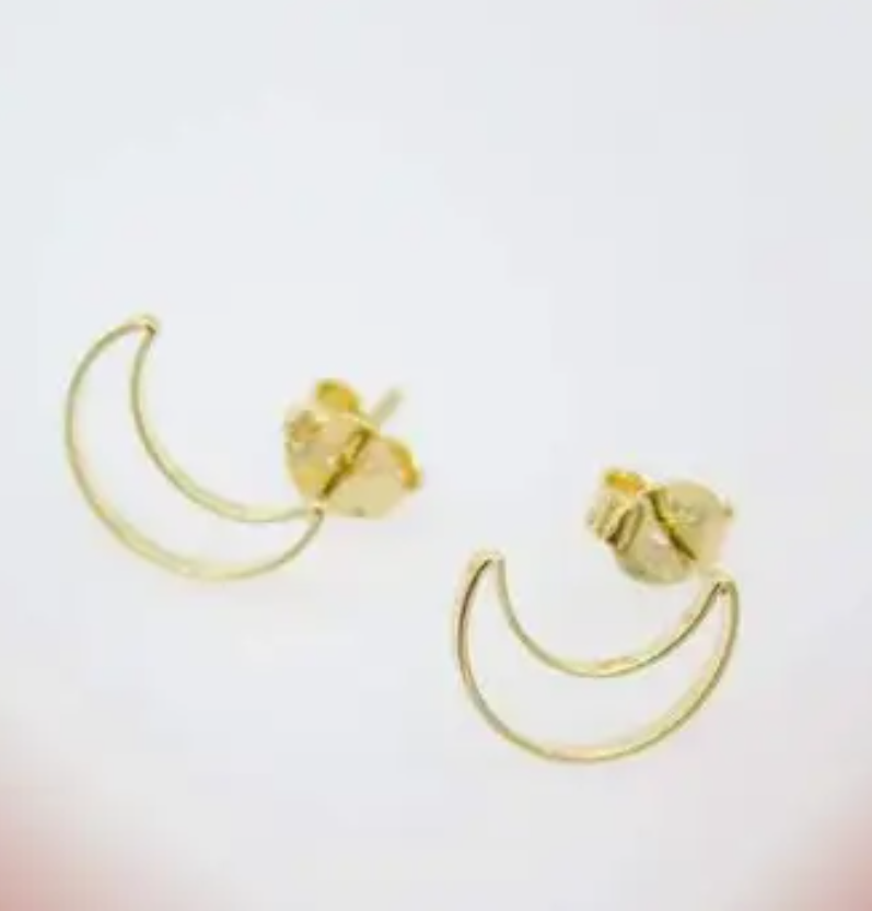 Gold Filled Cutout Moon Studs