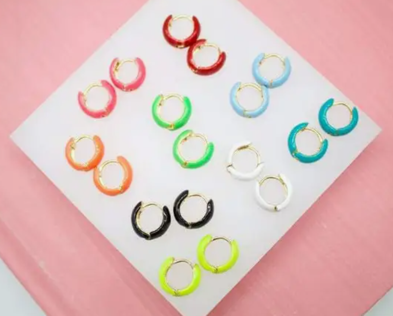 Gold Filled Enamel Huggies (Assorted colors)