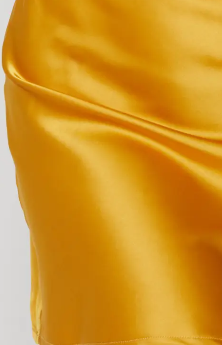 Yellow Mini Cowl Neck Slip Dress
