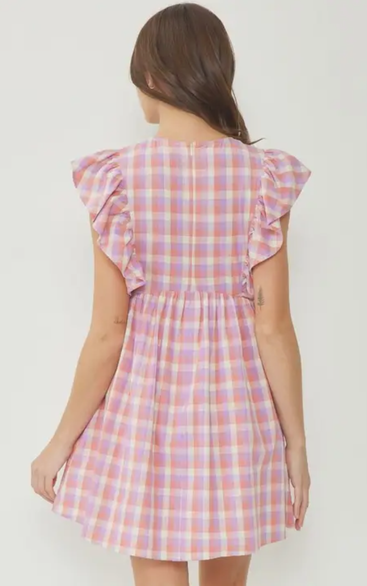 Pink Gingham Mini Dress