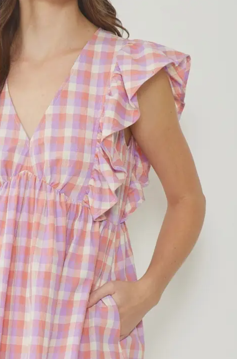 Pink Gingham Mini Dress
