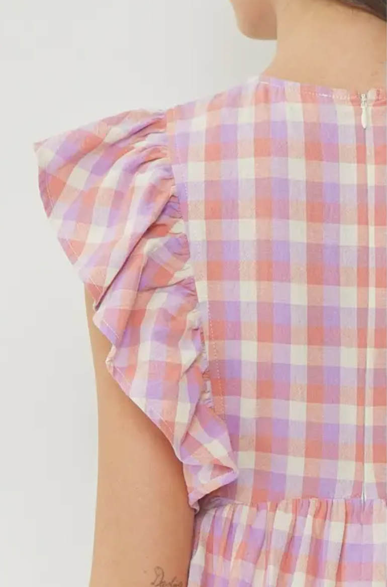 Pink Gingham Mini Dress