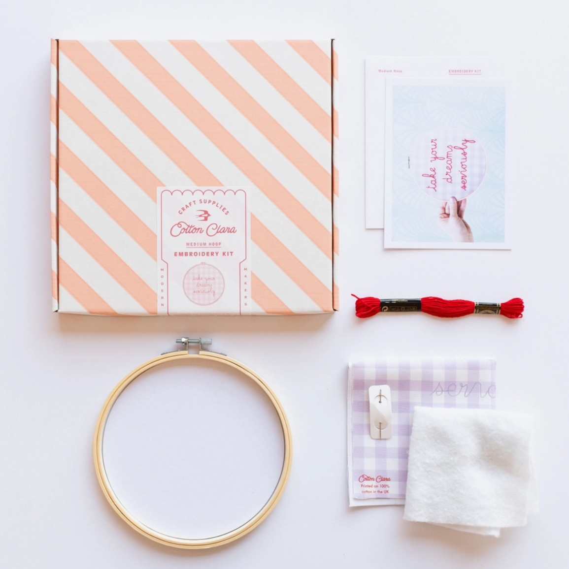 Take Your Dreams Seriously Gingham Embroidery Hoop Kit
