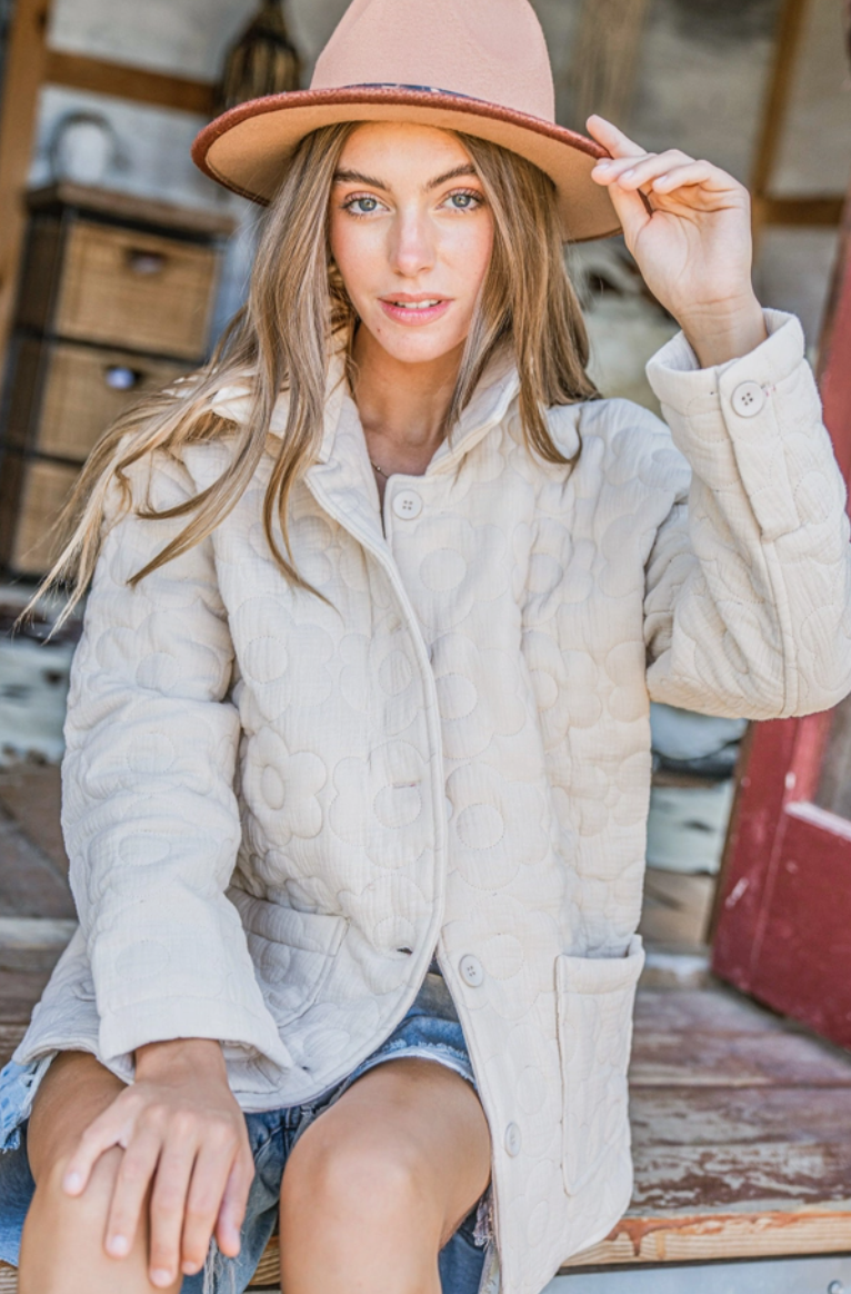 Ivory Daisy Quilted Jacket