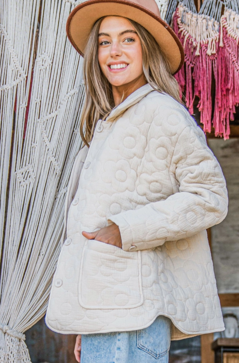 Ivory Daisy Quilted Jacket
