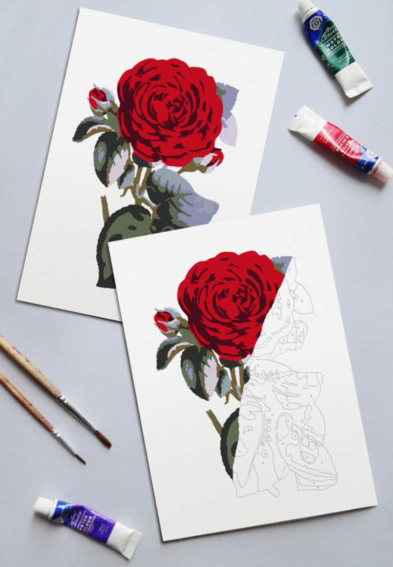 Vintage Rose 11x14 Paint-By-Numbers Kit