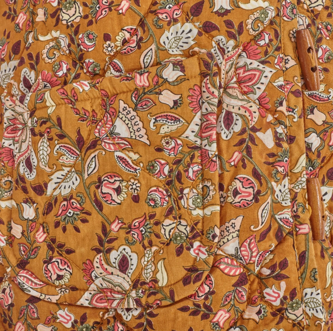 Mustard Quilted Printed Jacket