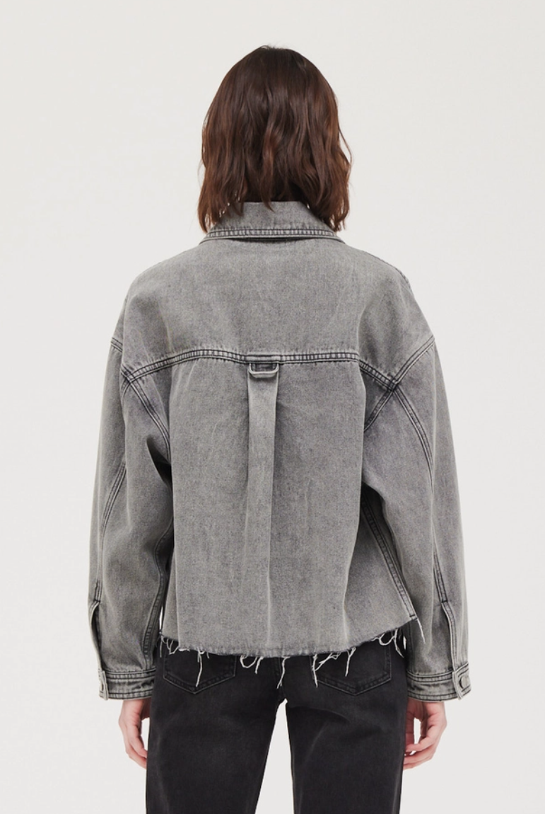 Black Asymmetrical Pocket Denim Jacket