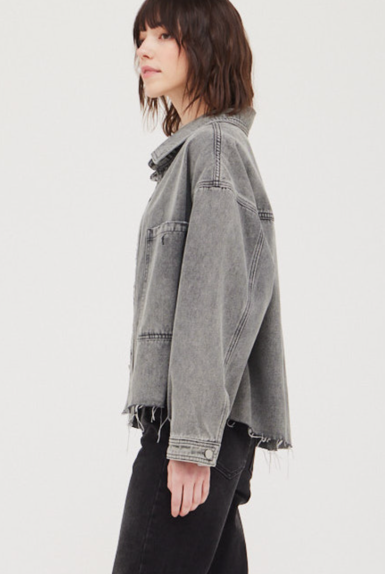 Black Asymmetrical Pocket Denim Jacket