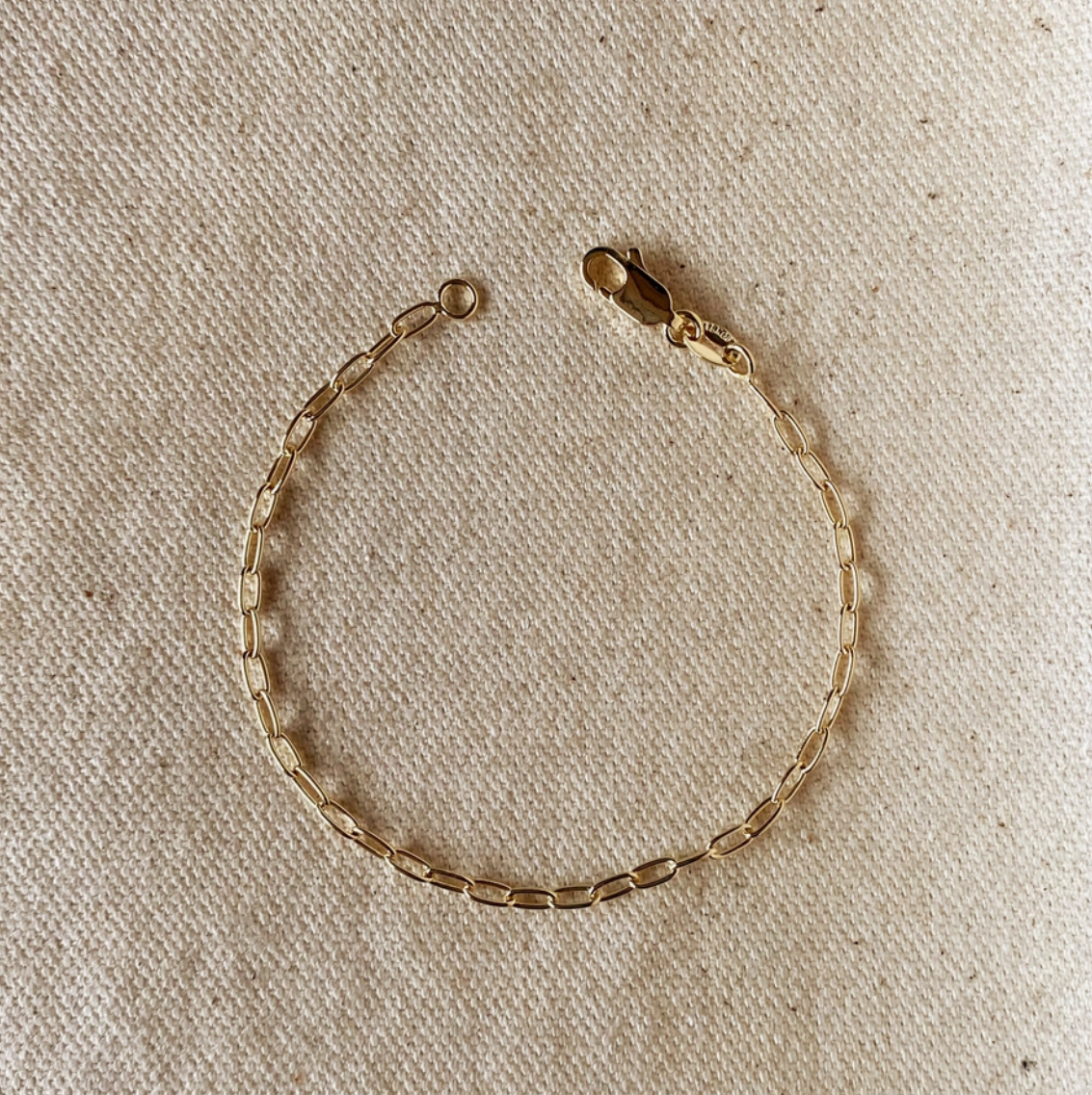 18k Gold Filled 2.5 mm Cable Link Bracelet
