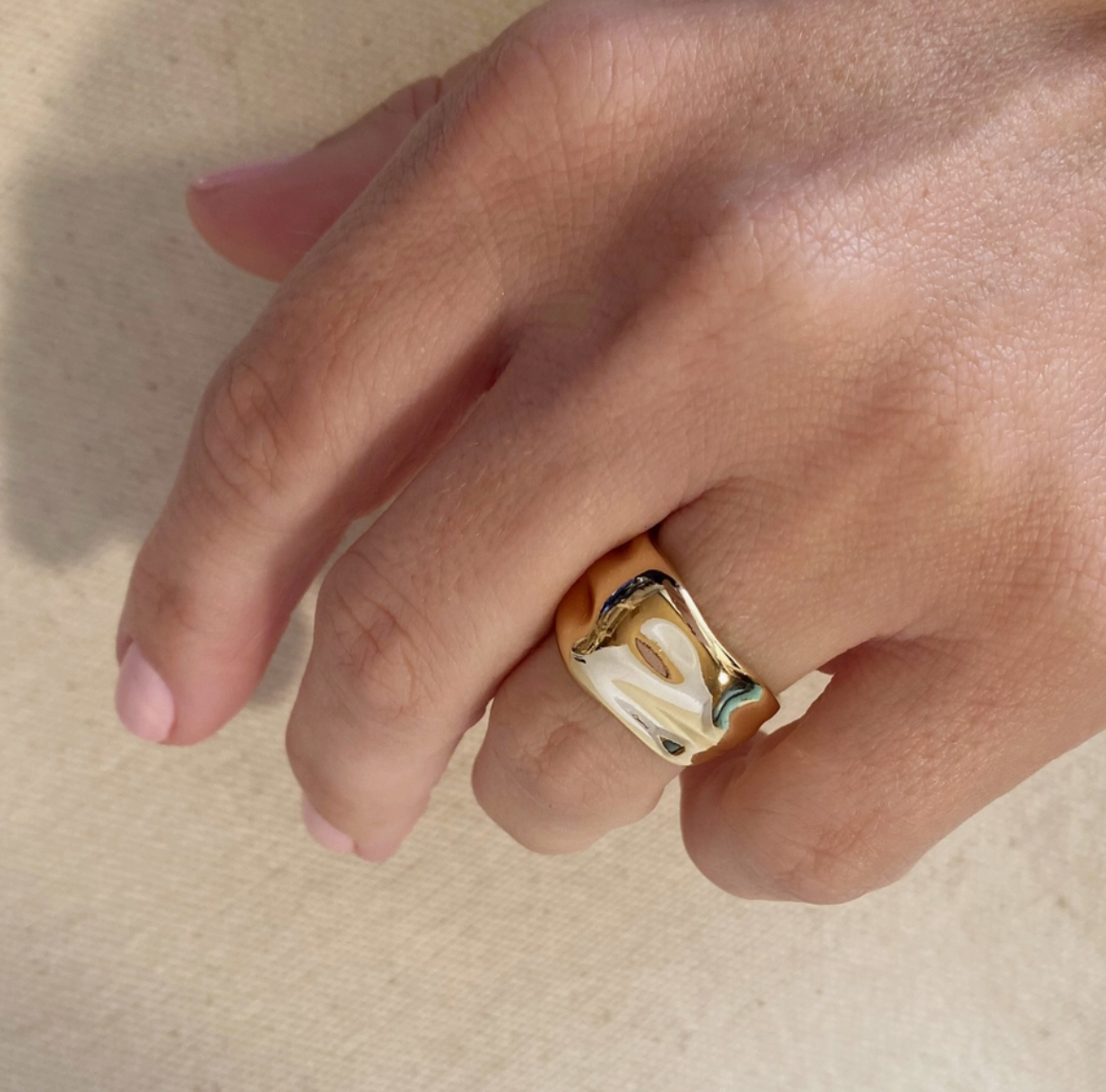 Gold Filled Wavy Wide Ring