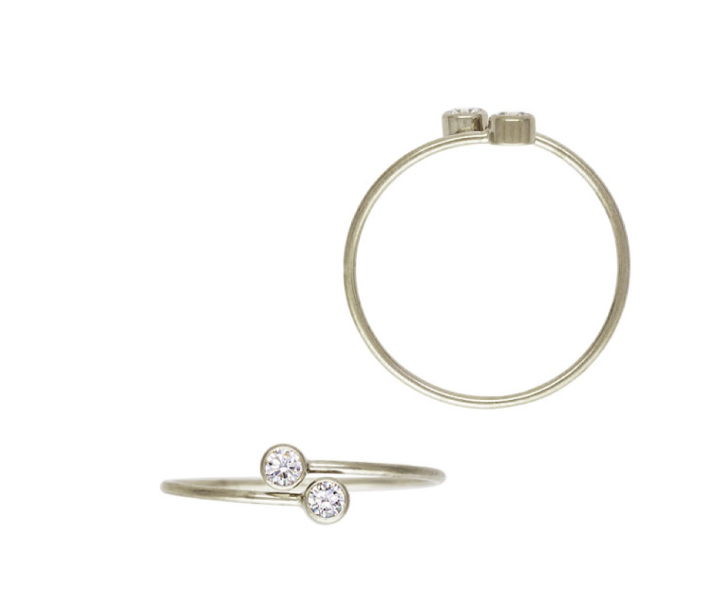 Silver Adjustable Double CZ Ring