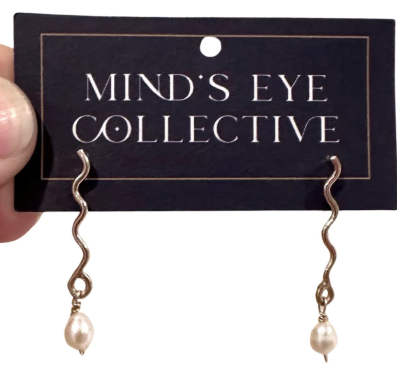 Silver Julo Squiggle Earrings with Pearls