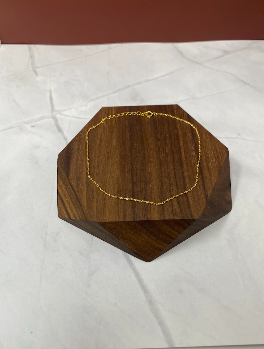 Yellow Gold Rope Chain Anklet