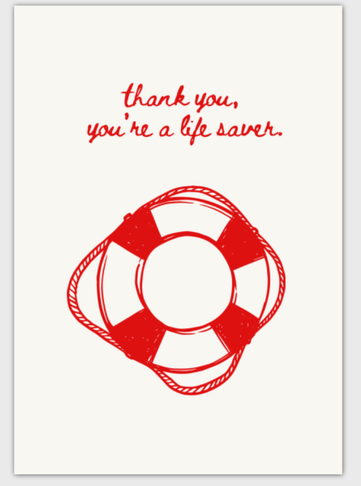 Lifesaver Thank You Card