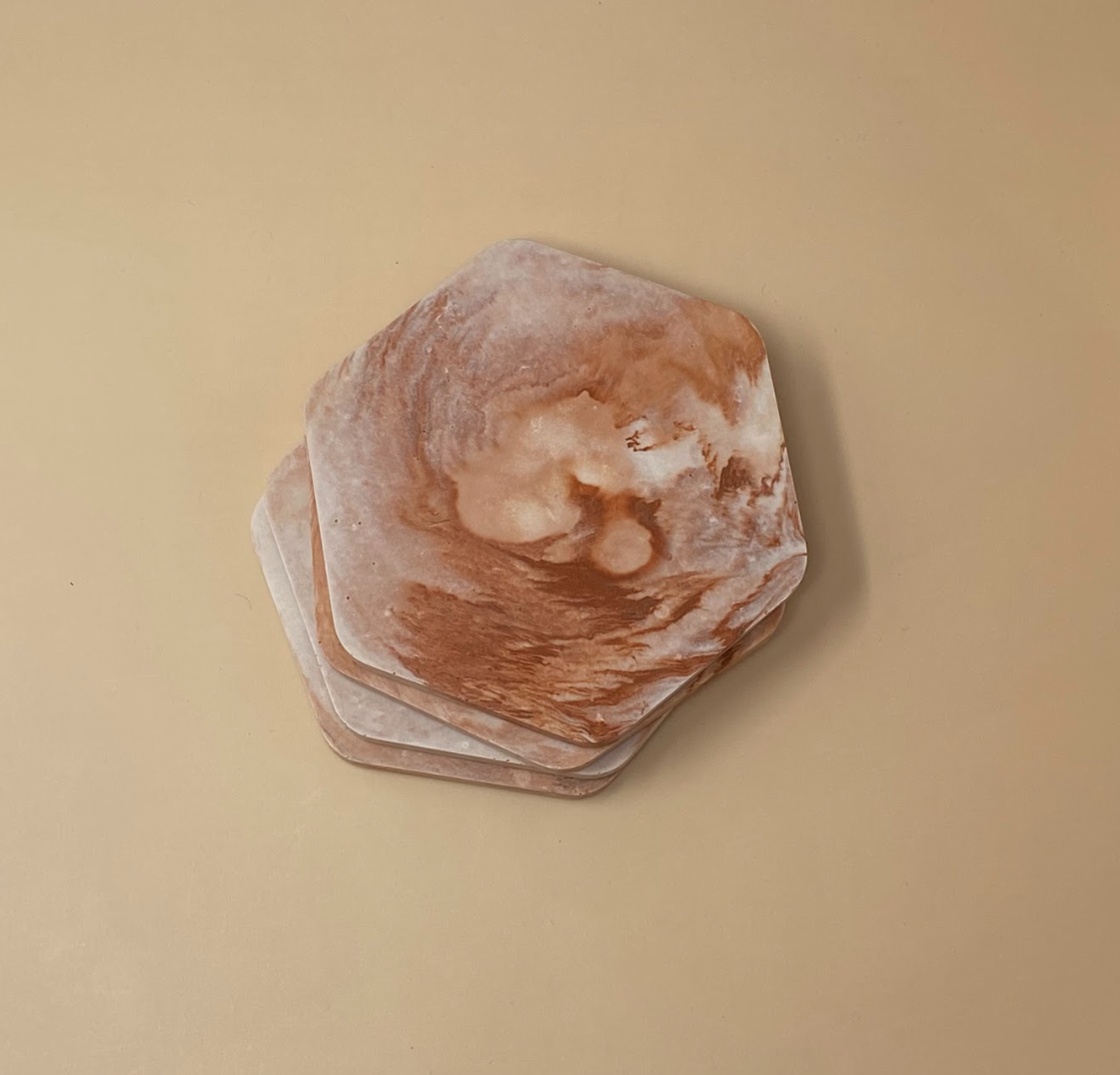 Rust Octagon Marble Coasters