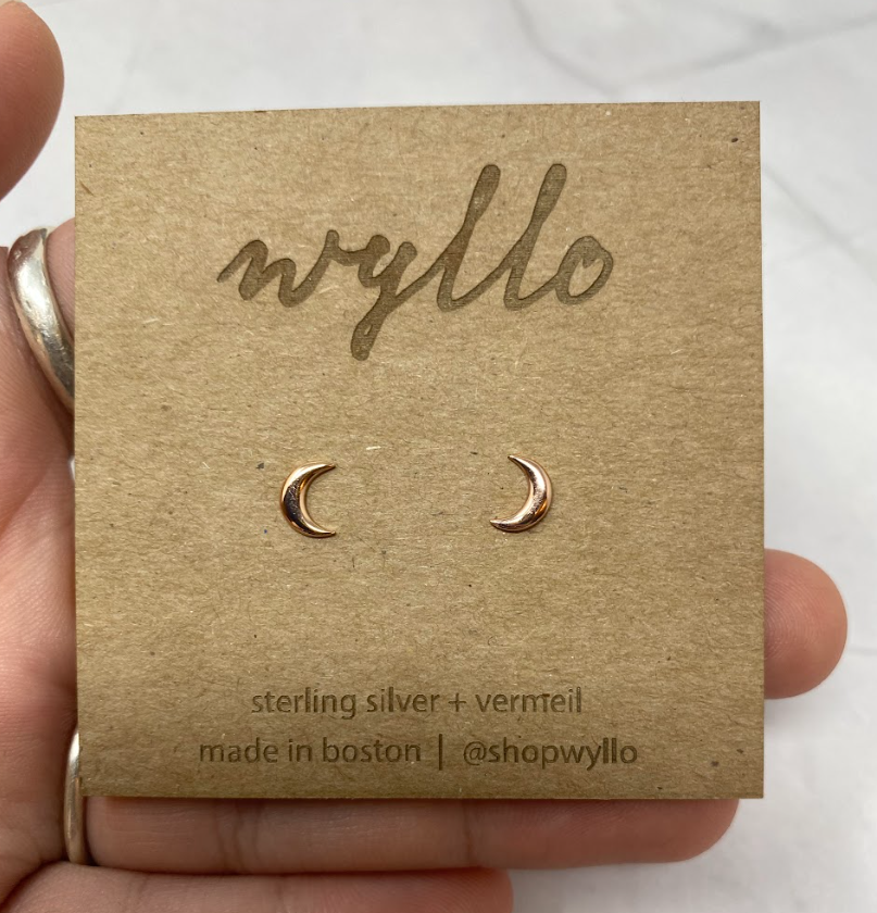 Rose Gold Moon Studs