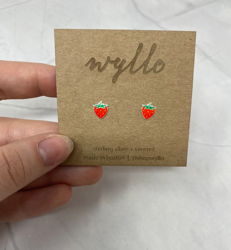 Sterling Silver Strawberry Studs