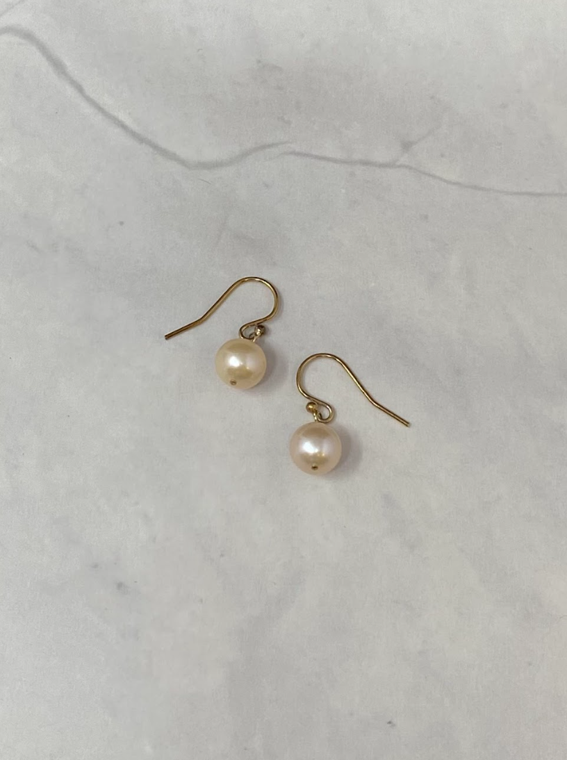 Gold Filled Pink Pearl Drop Earrings
