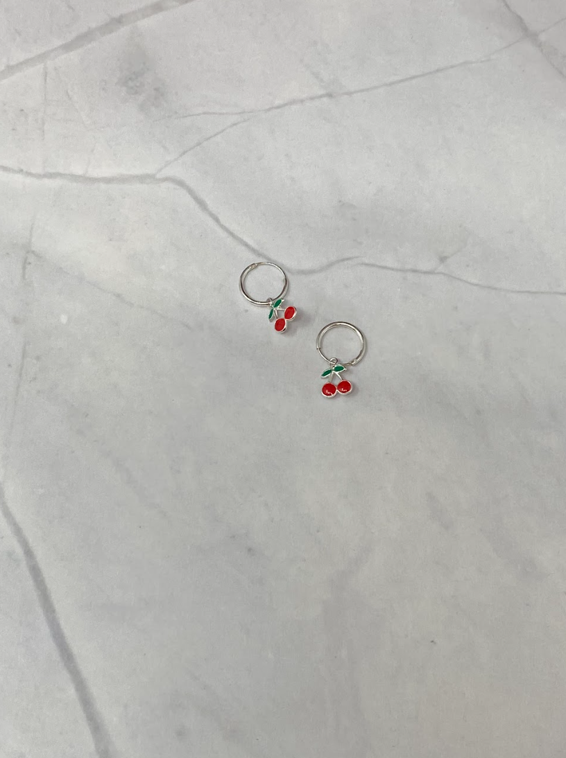Cherry Hoop Earrings