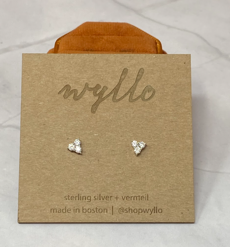 Silver CZ Triangle Studs