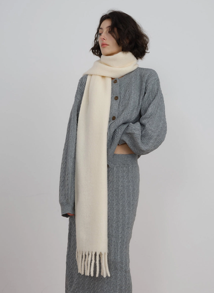 Moss Green Oversized Wool Scarf