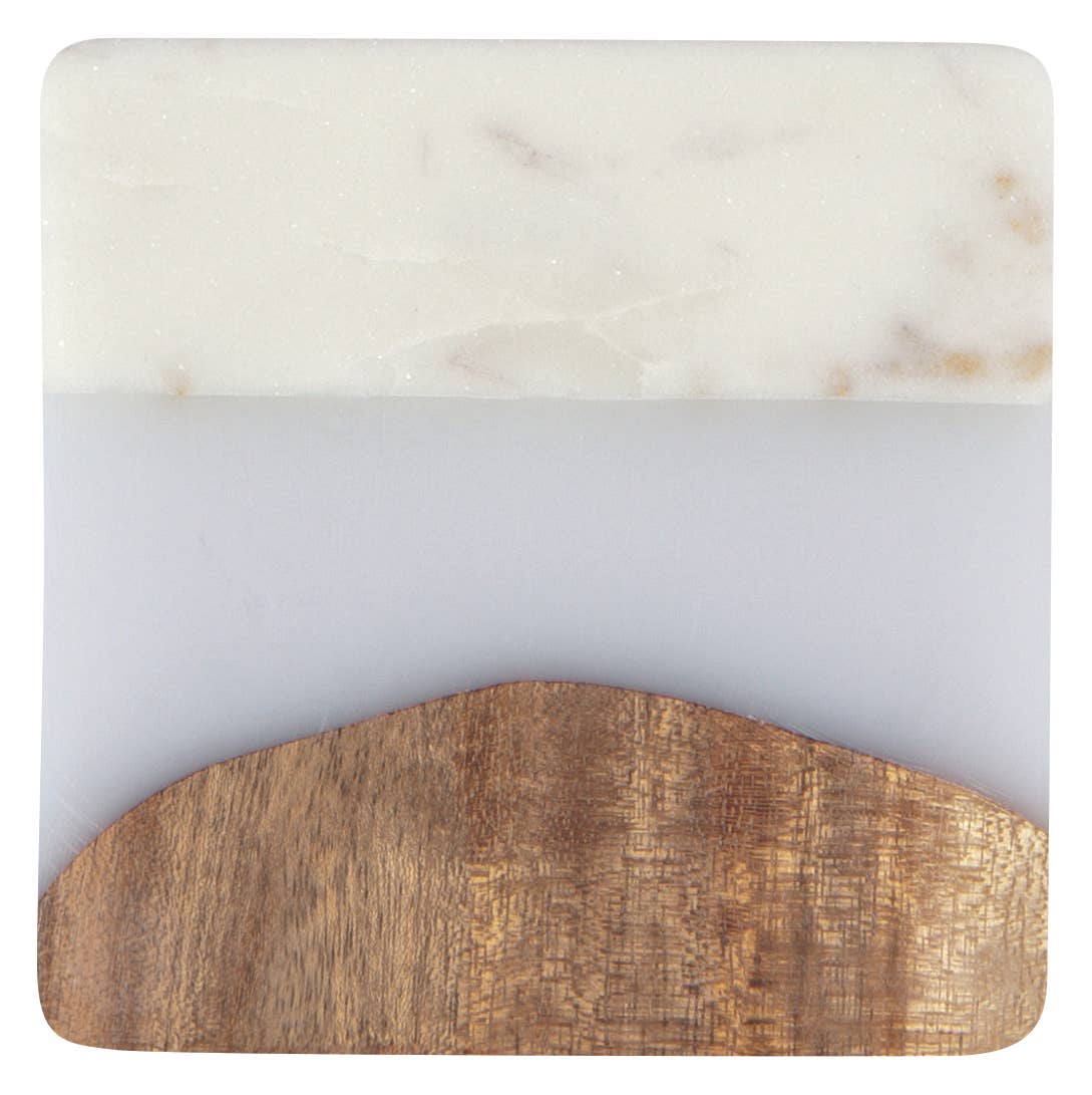 Skyline Ice Marble and Wood Coasters Set of 4