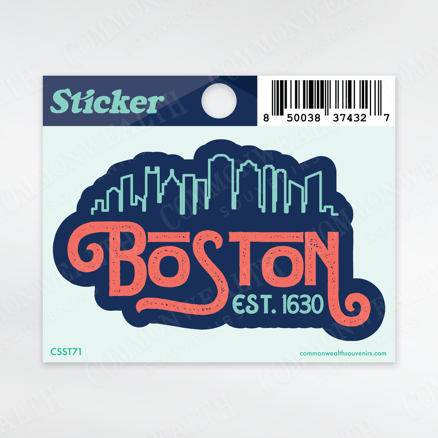 Boston Funky Word and Skyline Sticker