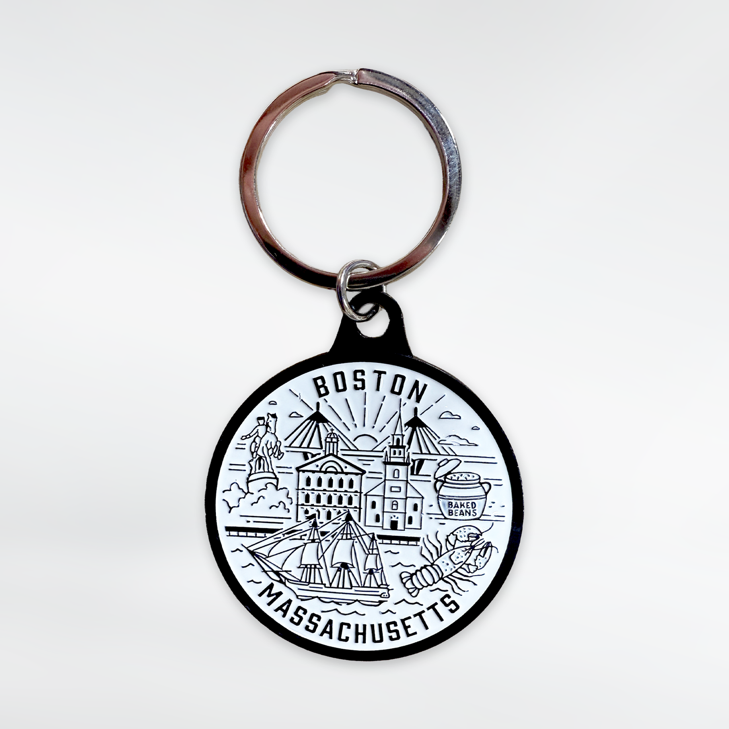 Boston Round Line Art Souvenir Keychain