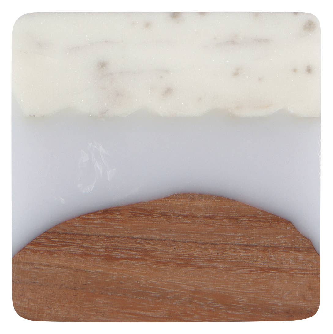 Skyline Ice Marble and Wood Coasters Set of 4