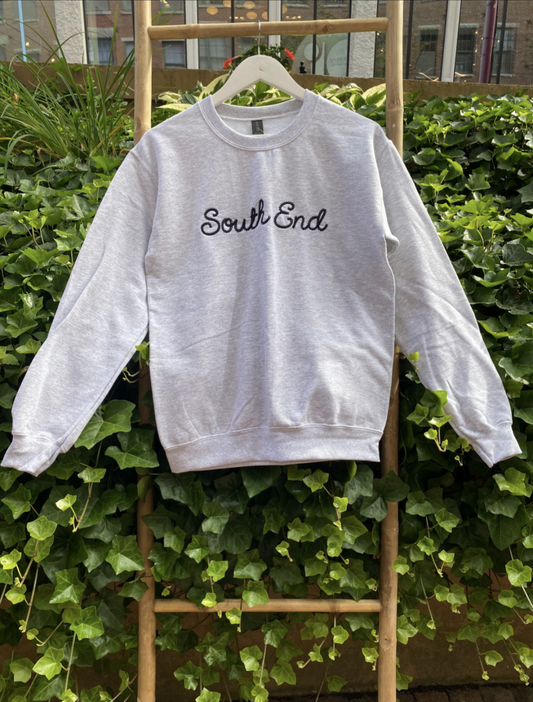 Grey "South End" Embroidered Unisex Sweatshirt