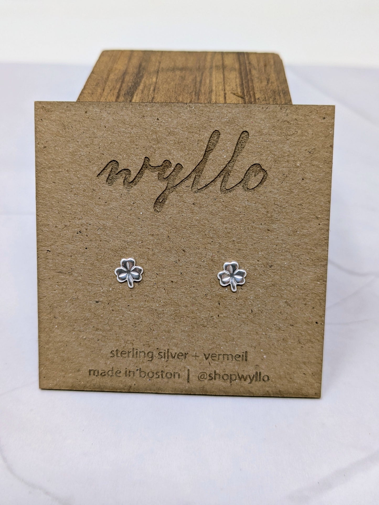 Silver Four Leaf Clover Studs