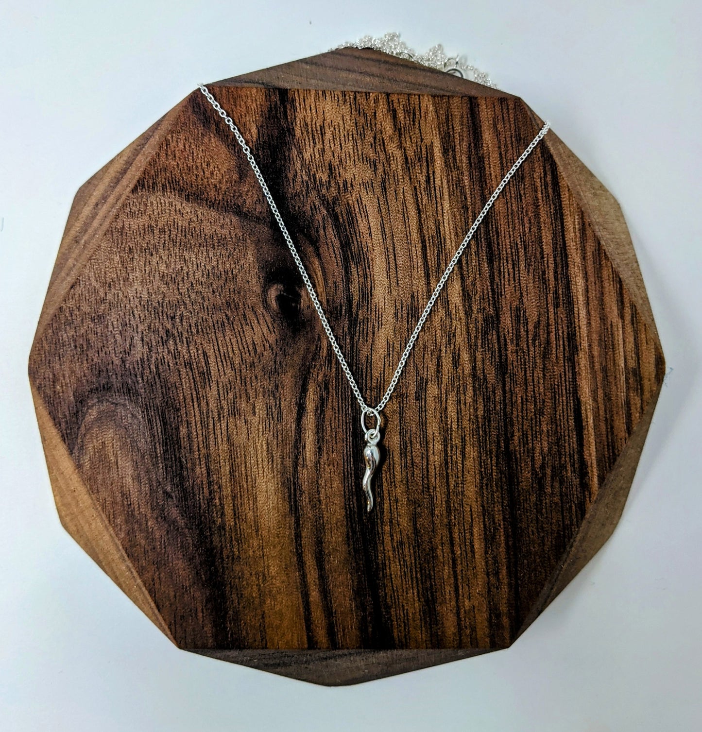 Small Silver Italian Horn Necklace