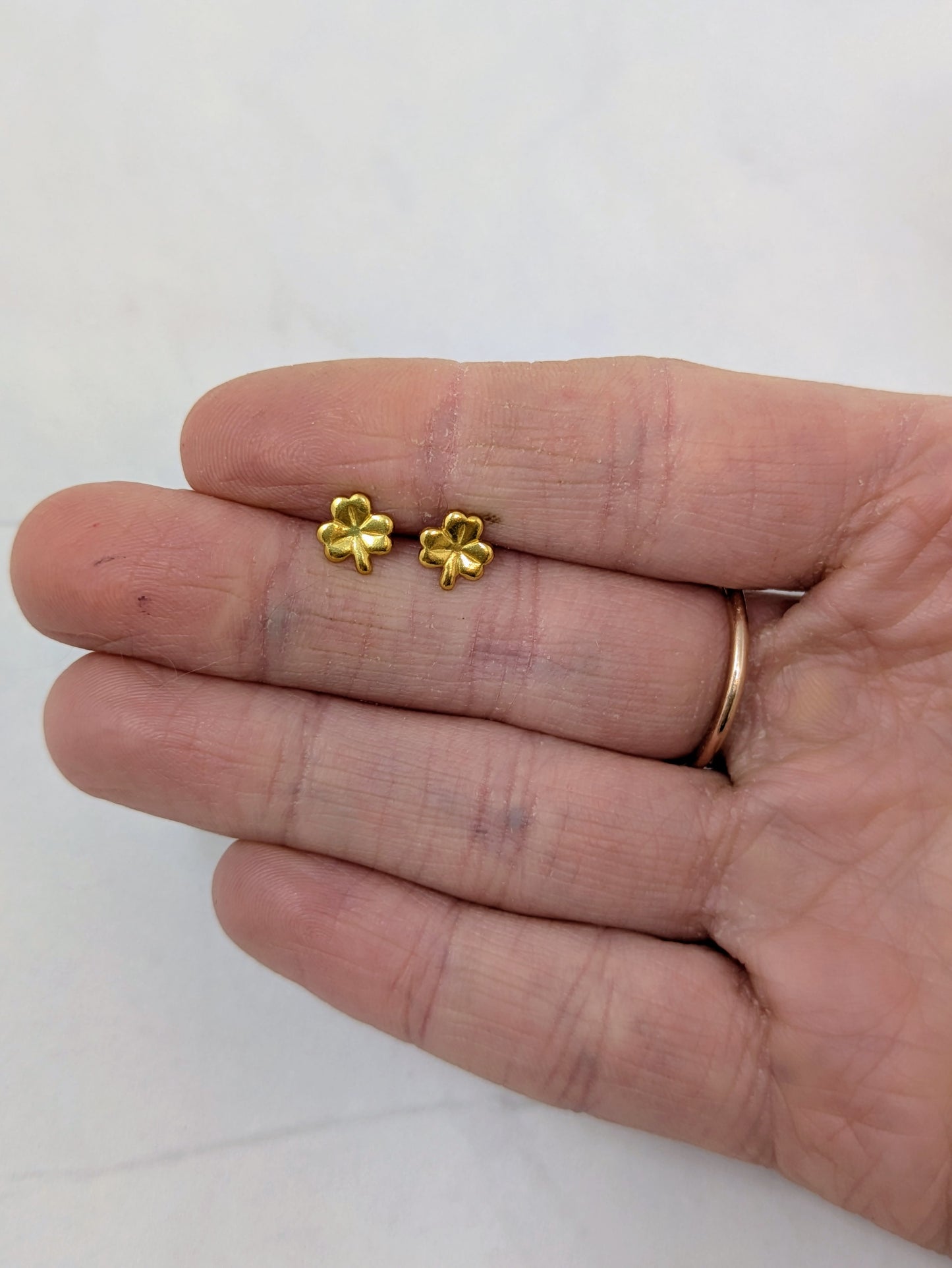Gold Four Leaf Clover Studs