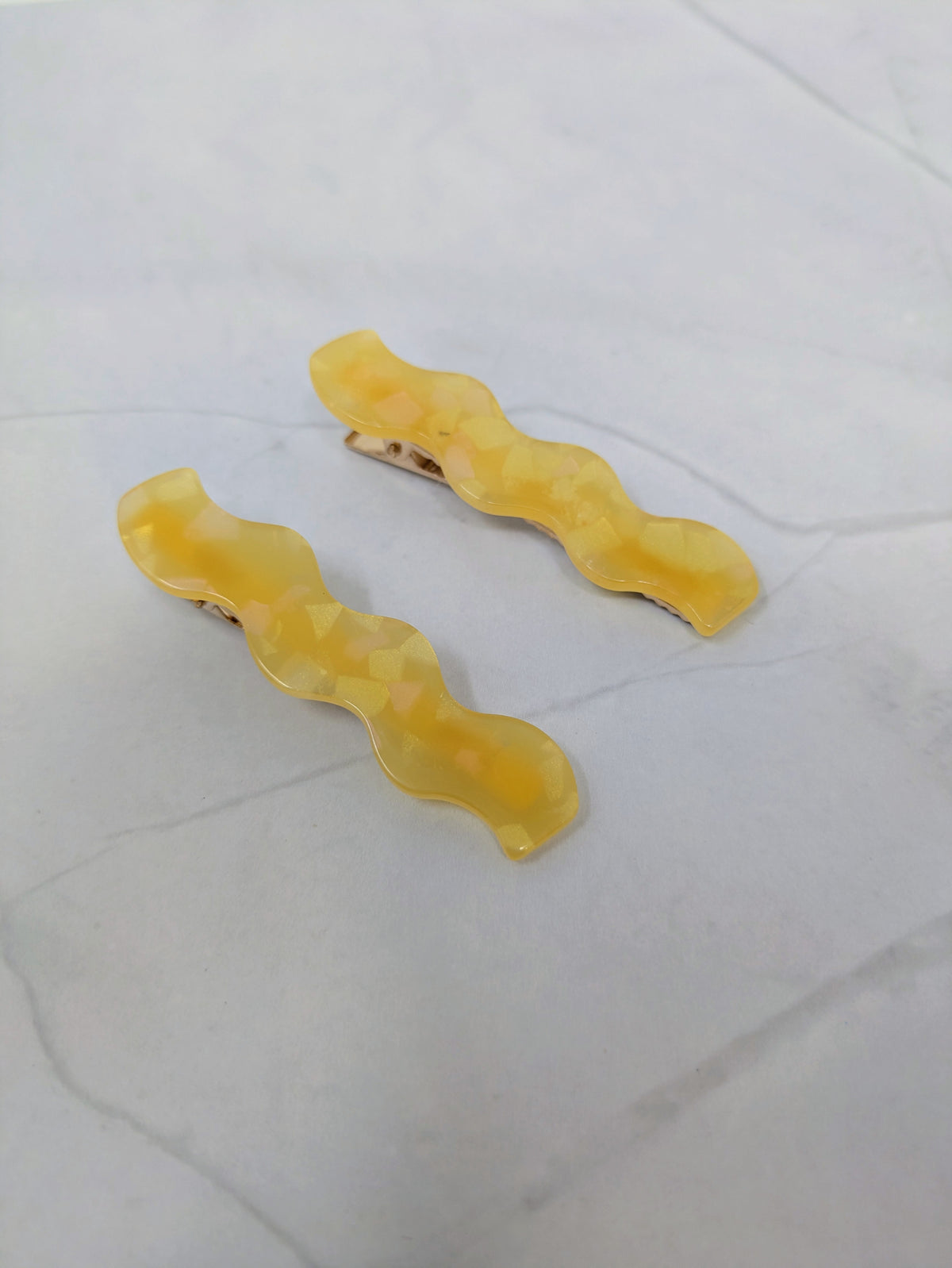 Wavy Barrette in Yellow Opal (Set of 2)