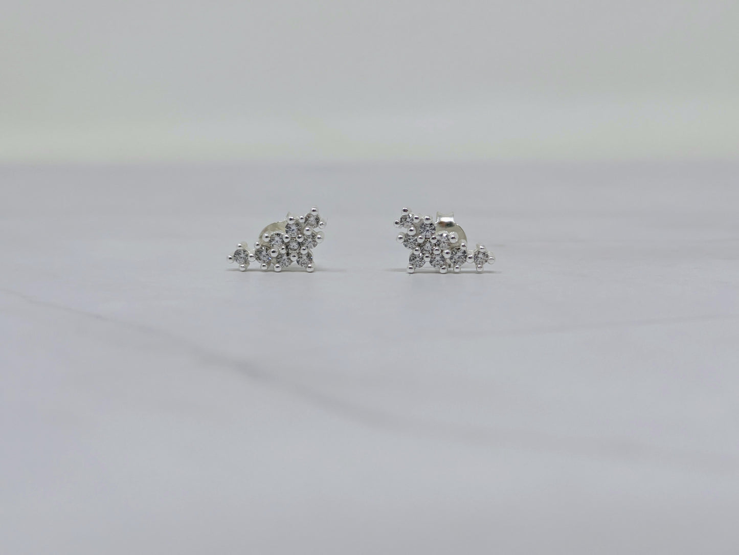 Silver Flower Cluster Studs